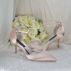 Simply Beautiful Bridal Shoes, Satin Wedding Shoes. These beautiful handmade wedding shoes have a comfortable 8.5cm heel, an elegant design perfect for brides, bridesmaid, mother of the bride, wedding guests, special occasion shoes and evening shoes. Design Details: * Handmade Satin Bridal Shoes * Comfortable Wedding Shoes with cushioned insoles. * Heel Height: 8.5cm. * Colour Availability:Champagne * Satin Pointed Toe Shoes * Stiletto Heels with Ankle Strap * Size UK8/US10 Included with your or Bridal Shoes Comfortable, Bride Heels, Satin Wedding Shoes, Wedding Shoes Comfortable, Satin Sandals, Special Occasion Shoes, Womens Wedding Shoes, Hen Do, Evening Shoes