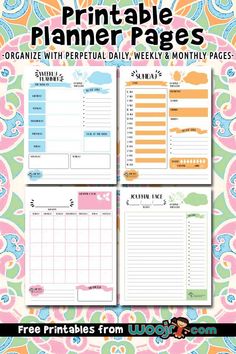 the printable planner pages are great for organizing and organizing your daily tasks with this freebie