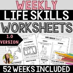 the life skills worksheet is shown with pencils in front of it and an image