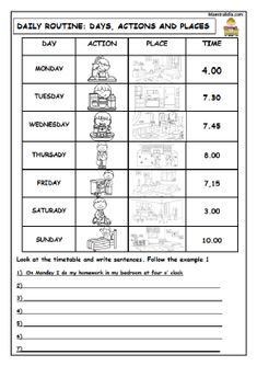 the daily routine worksheet for students to practice their time and place value skills