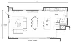 the floor plan for an apartment with two living areas and one bedroom on each side