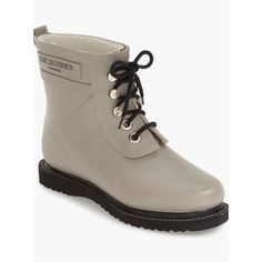 Women’s Gray/Tan Lace Up Rubber Rain Boots From Ilse Jacobsen In Style “Rub Boot” And Color “Atmosphere” - Some General Wear To The Outer Rubber And Inner Fuzzies - Very Good Used Condition Msrp: $215 Size Eu 39 - Size Us 8.5/9 Natural Rubber Shapes A Classically Cute Rain Boot Destined For Playful Dashes In Wet, Wintry Weather. 1 1/2" Heel; 3/4" Platform 6" Shaft Rubber Upper/Cotton Lining/Rubber Sole Cute Rain Boots, Ilse Jacobsen, Womens Rain Boots, Rain Boot, Winter Rain, Natural Rubber, Rubber Rain Boots, Rain Boots, Rubber Sole