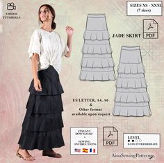 a women's skirt with tiered layers in the front and back