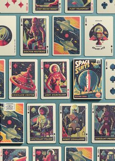 an image of playing cards with space suits on them