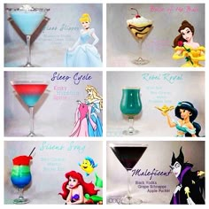 there are many different disney princess cocktails