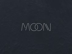 the word moon written in white on a black background