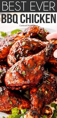 the best ever bbq chicken recipe on a white plate