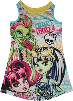 Monster High Girls, Sleeveless Nightgown, Monster High Clothes, Sleep Gown, Girls Nightgown, Scene Outfits, Sweatshirts Pattern, Girls Pajamas, Night Shirt