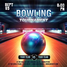 a bowling tournament flyer is shown in this image