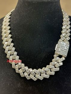 Men's Miami Cuban Link Chain Necklace Cuban Chain, Iced Necklace, CZ Diamond Choker SIlver iced Cuban Chain Mens Chain Personalize:Yes ✥ O T H E R ∙ I N F O R M A T I O N ✥ ♦ Due to every item in our shop is made to order we are open for moderate customization on demand. Contact us prior to the order. ♦ Your item will be nicely packed to gift in elegant jewelry boxes. ♦ The jewelry Certificate will be sent separately if demanded prior to the order. Contact us for more details. ✥ T U R N ∙ A R O U N D ∙ T I M E ✥ ♦ Our turnaround time is about 6 days for the given design and finish or from 7 to 10 business days for custom-made designs. This can change during peak seasons. ✥ If you can't find the information you need or need some advice for your design, feel free to contact us. We are eagerl Luxury White Chain Link Necklace, White Cuban Link Chain Necklace, Luxury White Link Chain Necklace, White Iced Out Chain Link Jewelry, Iced Out White Chain Link Jewelry, Luxury White Cuban Link Necklace, Cuban Link Silver Chain With Cubic Zirconia, Diamond White Cuban Link Silver Chain Jewelry, White Cuban Link Necklace With Cubic Zirconia