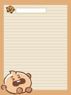 a cartoon character is sitting on the floor next to a notepad with a teddy bear