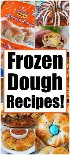 frozen doughnuts are shown with the words frozen doughnut recipes on top and bottom