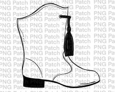 a black and white drawing of a cowboy boot