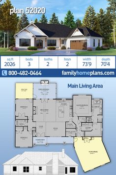 the floor plan for a new home with two story houses and an attached garage area