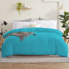 Turquoise Duvet Cover Solid Comfy Sateen Turquoise Duvet Cover, King King, Fitted Bed, Fitted Bed Sheets, Set Cover, Duvet Covers Twin, California King, Duvet Cover Set, Duvet Cover Sets