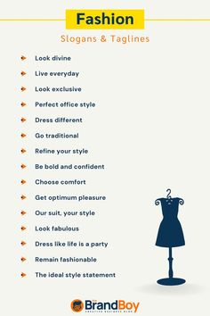 Fashion Slogans And Taglines Tag Lines For Clothing Business, Fashion Taglines, Fashion Names Ideas, Fashion Store Names, Fashion Business Plan, Fashion Blog Names, Store Names Ideas, Fashion Slogans, Shop Name Ideas