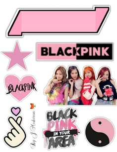 the blackpink stickers are all different colors and sizes, but one is pink