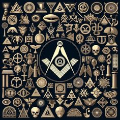 the masonic symbols and their meanings are shown in this graphic art work, which includes an all seeing symbol