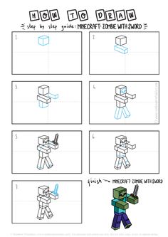 the instructions for how to draw minecraft