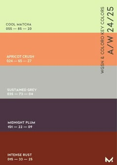 the color scheme for an interior design project, with different colors and numbers on it