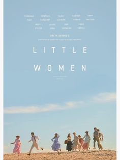 a movie poster for little women with people walking on the beach in front of them