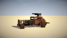 a car made out of blocks in the desert