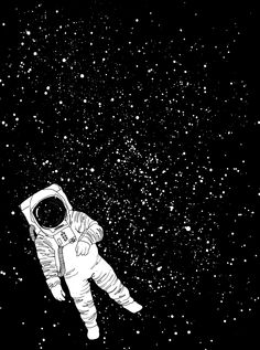 an astronaut floating in the sky with stars