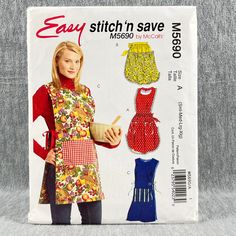 the sewing pattern is easy to sew and includes aprons