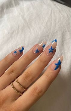 Stars Nails, Classy Acrylic, 2023 Nails, Colorful Nails, Smink Inspiration, Makijaż Smokey Eye, Star Nails, Girls Nails, Short Acrylic Nails