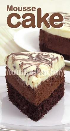 a close up of a piece of cake on a plate with the words mouse cake in the background