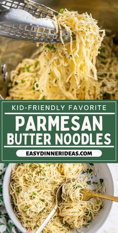 homemade parmesan butter noodles in a white bowl