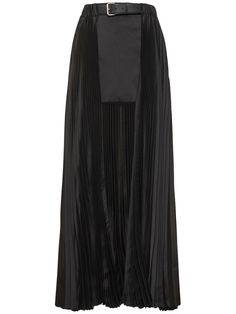 Zip closure. Built-in belt with adjustable buckle closure. Model is wearing a size36 Open Skirt, Sheer Maxi Skirt, Satin Maxi Skirt, Peter Do, Chiffon Maxi Skirt, Black Layers, Pleated Maxi Skirt, Mid Length Skirts, Pleated Midi Skirt