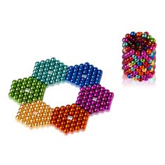 multicolored beaded bracelets on white background