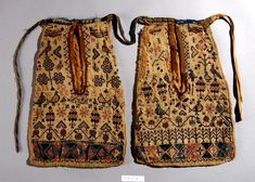 These are my favourite pockets from the collection. They were made in Llandysul, mid 1800s. (Elen Phillips Curator St. Fagans Wales) Jeweled Shoes, Antique Samplers, Contemporary Textiles, Antique Fabrics, Period Costumes, Antique Textiles