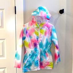 Euc Size 14 Anorak Raincoat Jacket Coat Teen Tween Tie Dye Colorful By C&C California Brand Smoke Free Home New Never Worn But Without Tags So Listing As An Euc. Playful Long Sleeve Raincoat For Winter, Multicolor Long Sleeve Rainy Weather Outerwear, Playful Hooded Windbreaker For Winter, Multicolor Long Sleeve Outerwear For Rainy Weather, Playful Long Sleeve Outerwear For Outdoor, Spring Long Sleeve Windbreaker For Rainy Weather, Multicolor Raincoat For Rainy Weather In Fall, Multicolor Fall Outerwear For Rainy Weather, Hooded Multicolor Outerwear For Rainy Weather