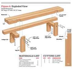 the diagram shows how to build a wooden bench