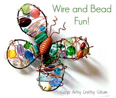 a wire sculpture with many colorful beads on it