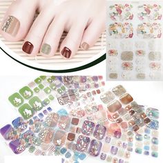 22Tips Toe Nail Wraps Art Stickers Self Adhesive Full Cover Tips DIY Fake Nail Nails Classic, Fashion Nail Art, 3d Nail Art Designs, Fake Nail, Diy 3d, Pedicure Nail Art, 3d Nail Art, Art Stickers, Pedicure Nails