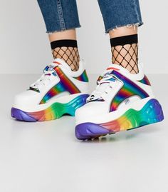 Buffalo London Sneakers, Buffalo London, Fairy Shoes, White Rainbow, Buffalo, Rainbow, London, Heels