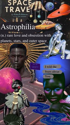 an advertisement for space travel with images of people and planets in the background, as well as text that reads i told the stars about you