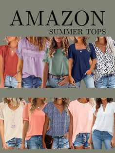 Summer tops for women from Amazon Womens White Blouse, Tops Amazon, Amazon Tops, Women White Blouse, Womens Tops Summer, White Blouse, Tops For Women, Summer Tops, Affordable Fashion