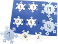 snowflakes are shown on a blue sheet with numbers in the shape of them