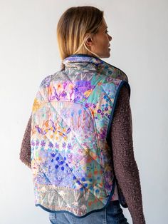 The rich colors & soft, relaxed fit! Perfect for layering with one of our tops! Quilted Puffer Vest, Dark Floral, Natural Life, Floral Garden, Blue Watercolor, Rich Colors, Hello Autumn, Puffer Vest, Unisex Style