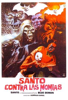 a movie poster for the film sanito contra las momas, starring actors from two different eras