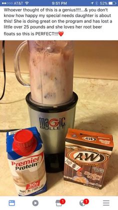 a blender filled with ice cream next to other items