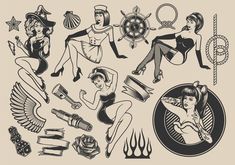 vintage pin - up girls and sailor icons