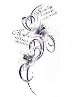 a tattoo design with flowers on it