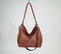 Soft and slouchy brown leather purse - Large hobo bag for women - MEDIUM HELEN Elegant Hobo Bag For Travel, Elegant Everyday Hobo Bucket Bag, Elegant Hobo Travel Bag, Elegant Hobo Shoulder Bag For Everyday Use, Elegant Brown Hobo Bag, Everyday Use Hobo Bag, Brown Hobo Bag With Detachable Strap For On-the-go, Brown Tote Hobo Bag With Detachable Strap, Brown Hobo Tote Bag With Detachable Strap