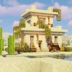 Houses On A Hill, Cute Minecraft, Minecraft Building Guide, Sand House, Minecraft Mansion, Minecraft Images