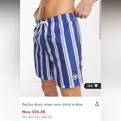 Pacsun Dusty Stripe Swim Shorts In Blue New With Tags Blue Summer Swimming Shorts, Beachy Blue Shorts, Blue Short Swim Trunks For Summer, Blue Summer Swim Trunks, Blue Summer Swim Shorts, Blue Beachy Swim Trunks For Summer, Blue Beachwear Shorts For Poolside, Blue Short-length Swim Trunks For Summer, Blue Summer Shorts For Pool